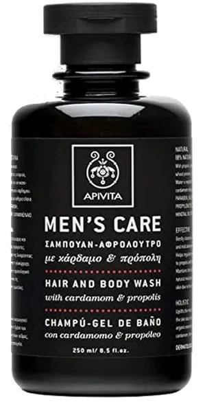 Apivita Mens Care, cardamom & propolis šampūns un mazgāšanās līdzeklis, 250 ml