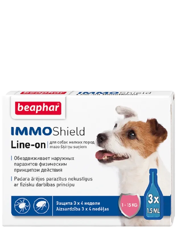 Beaphar Immo Shield Pilieni pret blusām un ērcēm suņiem S, 3 x 1,5 ml