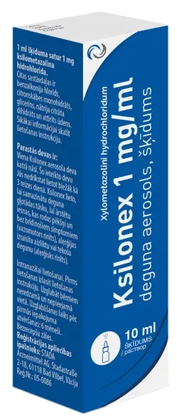 Ksilonex 1 mg/ml deguna aerosols, šķīdums, 10 ml