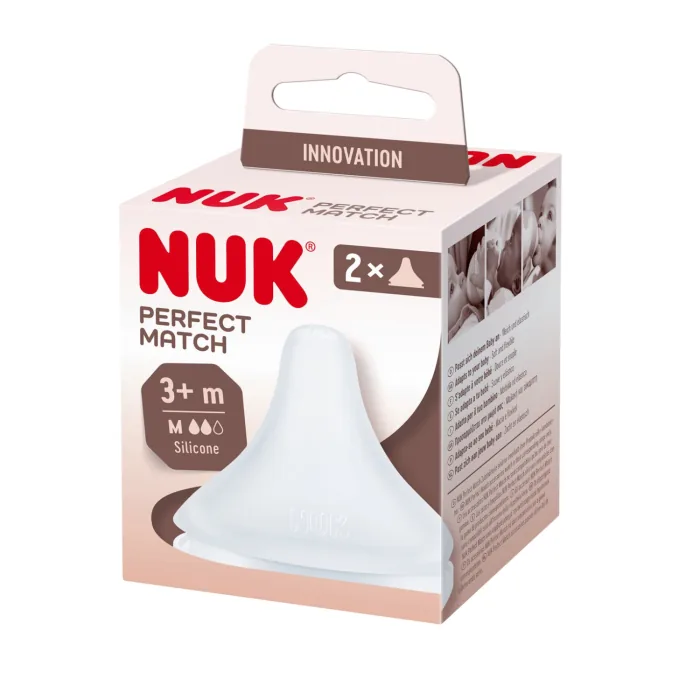 KNUPIS NUK PERFECT MATCH M IZMĒRS, SILIKONA 3M+ 2GAB.