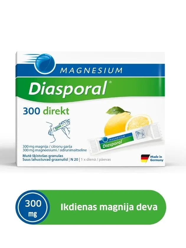 Magnesium Diasporal 300 direkt (magnijs) ar citronu garšu, 20 paciņas