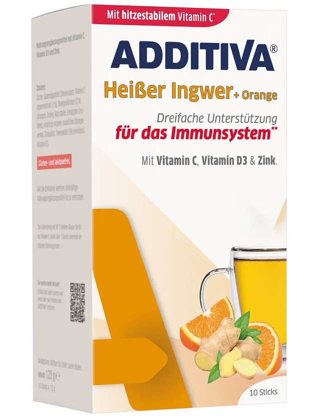 Additiva Heiser Ingwer karstais dzēriens ingvers + apelsīns, 10 paciņas