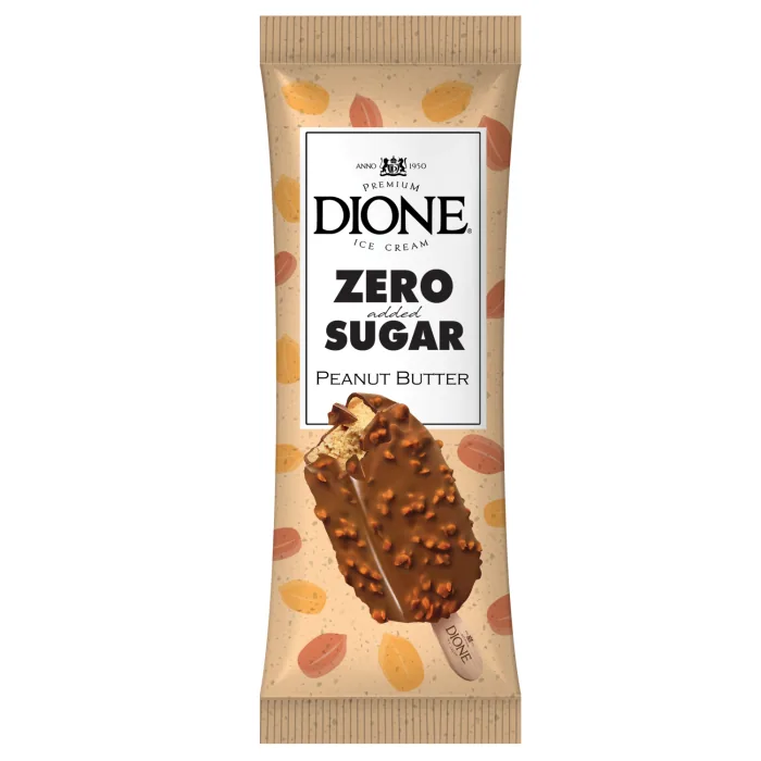 SALDĒJUMS DIONE ZEMESRIEKSTU AR PIENU BEZCUKURA ŠOKOLĀDI UN ZEMESRIEKSTU GABALIŅIEM 90ML/78G