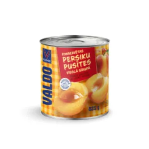 PERSIKU PUSĪTES VIEGLĀ SĪRUPĀ VALDO 850ML/820G/470G
