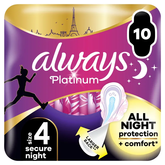 HIGIĒNISKĀS PAKETES ALWAYSPLATIN.SECURE NIGHT, 10 GAB.