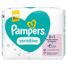 MITRĀS SALVETES PAMPERS SENSITIVE PLASTIC FREE 4X52GAB.