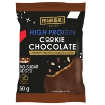 CEPUMS FRANK & OLI AR ŠOKOLĀDI, KRAUKŠĶĪGIEM ZEMESRIEKSTIEM UN KARAMELES GARŠU, AR SALDINĀTĀJIEM 50G