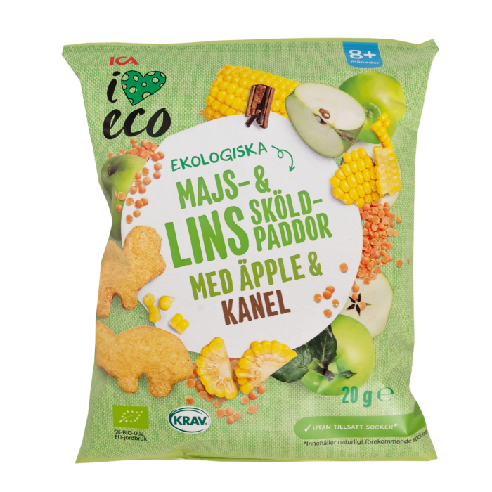 EKOLOĢISKA KUKURŪZAS UN LĒCU UZKODA I LOVE ECO AR ĀBOLIEM UN KANĒLI, BĒRNIEM NO 8 MĒN. 20 G