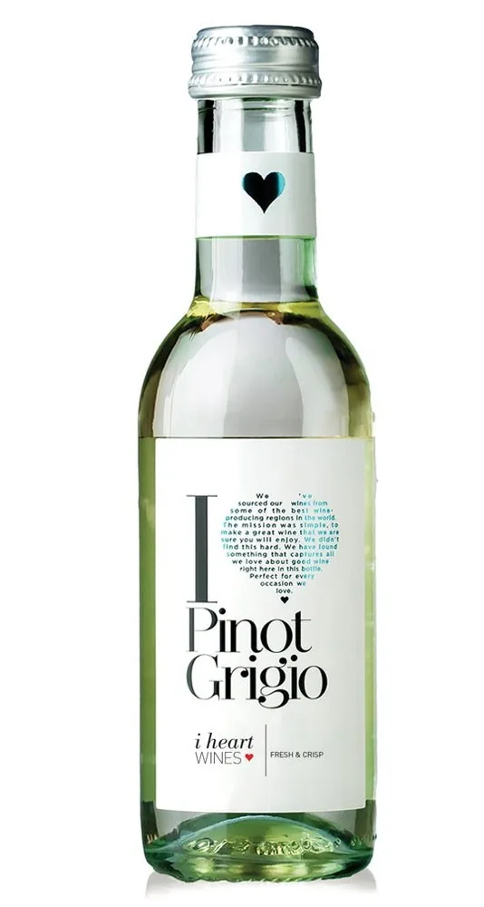 BALTVĪNS I HEART PINOT GRIGIO, PUSSAUSS, 11,5%, 0,187 L