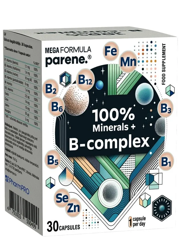 Mega formula 100% minerals + B-complex, 30 kapsulas