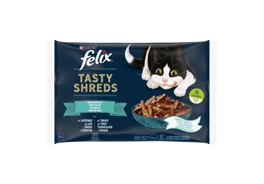 KAĶU BARĪBA FELIX TASTY SHREDS ZIVJU IZLASE  4X80G