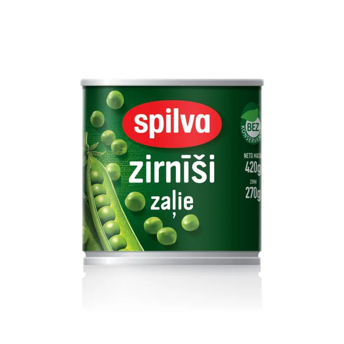 KONSERVĒTI ZIRNĪŠI SPILVA ZAĻIE 420G / 270G