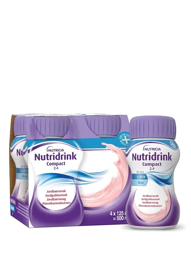 Nutricia Nutridrink® Compact ar zemeņu garšu, 4 x 125 ml