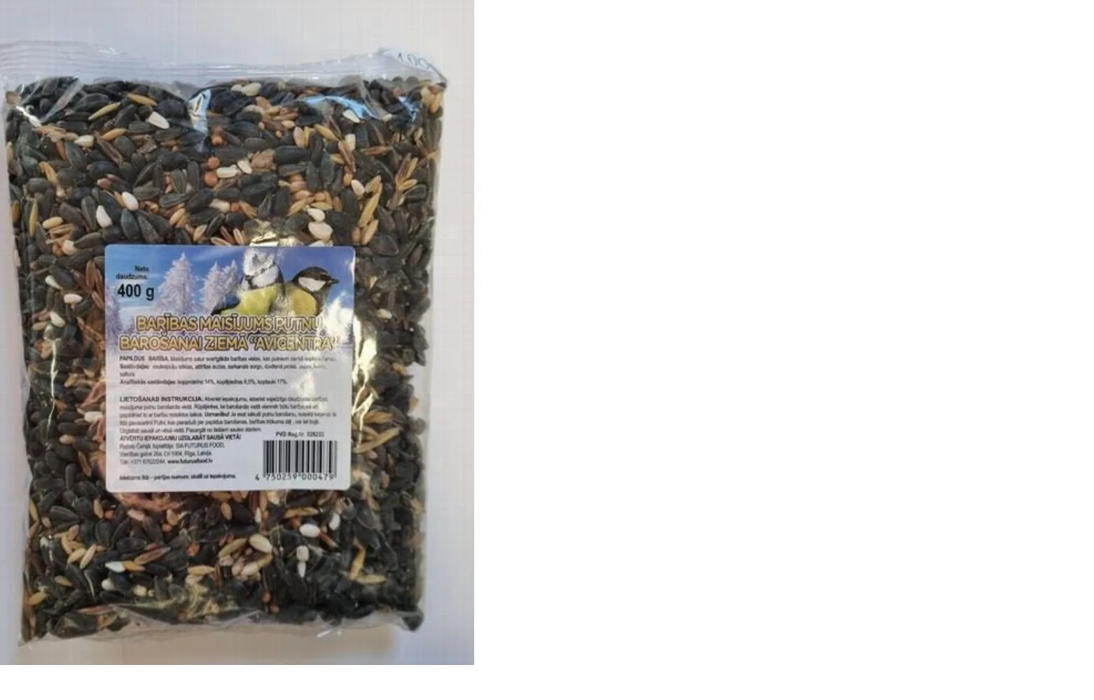 BARĪBAS MAISĪJUMS PUTNIEM AVICENTRA, 400G