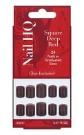 NAIL HQ SQUARE DEEP RED MĀKSLĪGO NAGU KOMPLEKTS