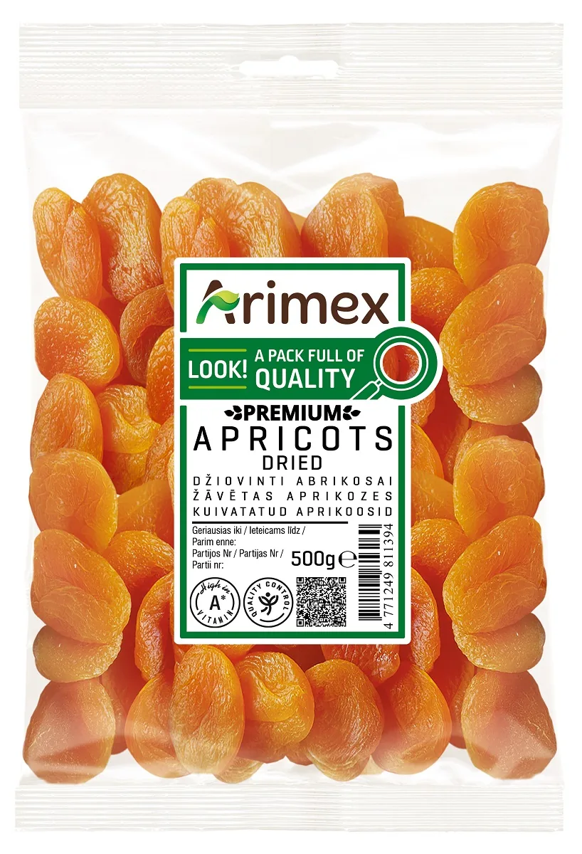 ŽĀVĒTAS APRIKOZES ARIMEX, 500G