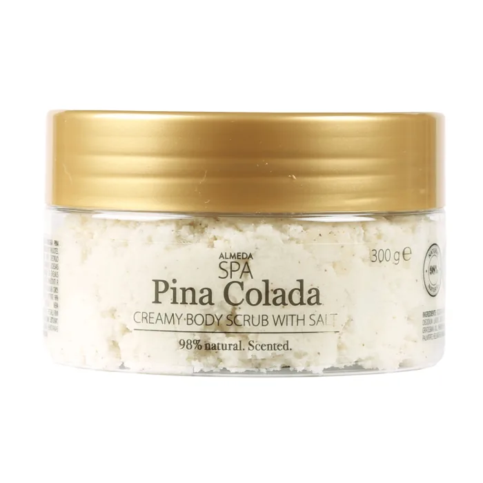 ĶERMEŅA SKRUBIS ALMEDA SPA PINA COLADA, KRĒMVEIDA AR SĀLI UN SĒKLIŅĀM 300G