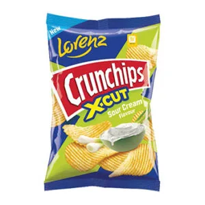 ČIPSI CRUNCHIPS X-CUT SOUR CREAM KRĒJUMS ZAĻUMI 75G