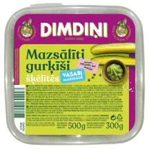 MAZSĀLĪTI GURĶĪŠI DIMDIŅI ŠĶĒLĪTĒS, VASABI MARINĀDĒ 500G/300G