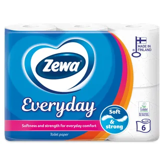 TUALETES PAPĪRS ZEWA EVERYDAY 3 KĀRTAS 6 RUĻĻI