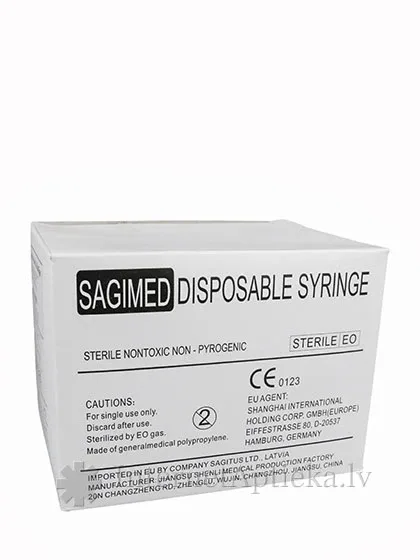 Sagimed šļirce 2 ml, 3-daļīga, ar adatu 0.6 x 32 mm, 100 gb.