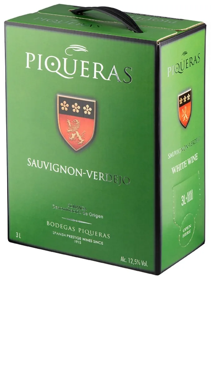 Baltvīns Piqueras Sauvignon Blanc Verdejo, sauss, 12,5%, bib, 3 l
