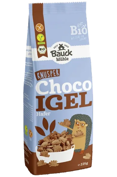 Bauck Hof auzu pārslu-šokolādes ezīši brokastu pārslas, 225 g