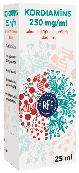 RFF kordiamīns 250 mg/ml šķīdums, 25 ml