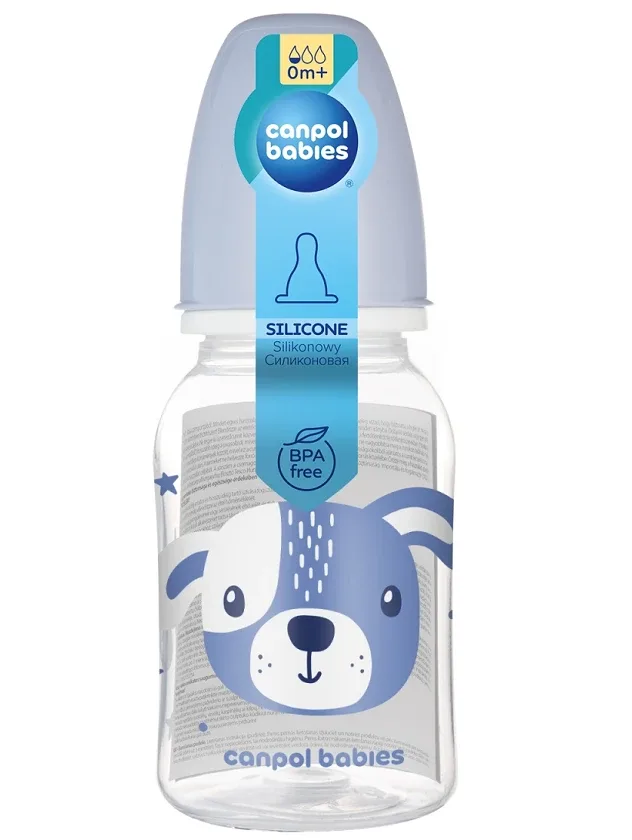 Canpol Babies šaura kakla pudelīte cute animals, 120 ml