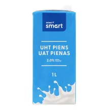 PIENS RIMI SMART APSTRĀDĀTS ULTRAAUGSTĀ TEMPERATŪRĀ (UHT) 2% 1L