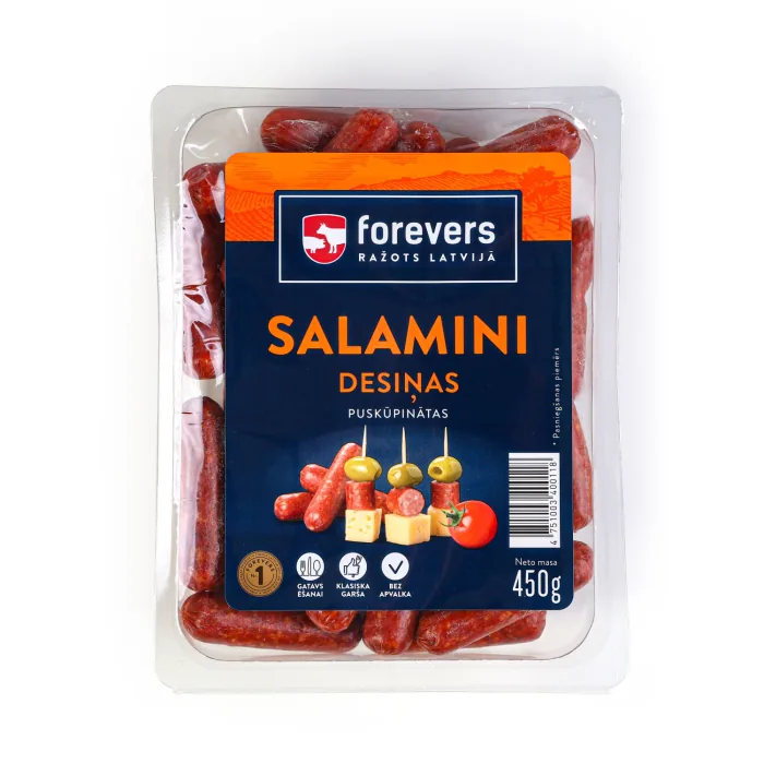 DESIŅAS SALAMINI BEZ APVALKA 450G