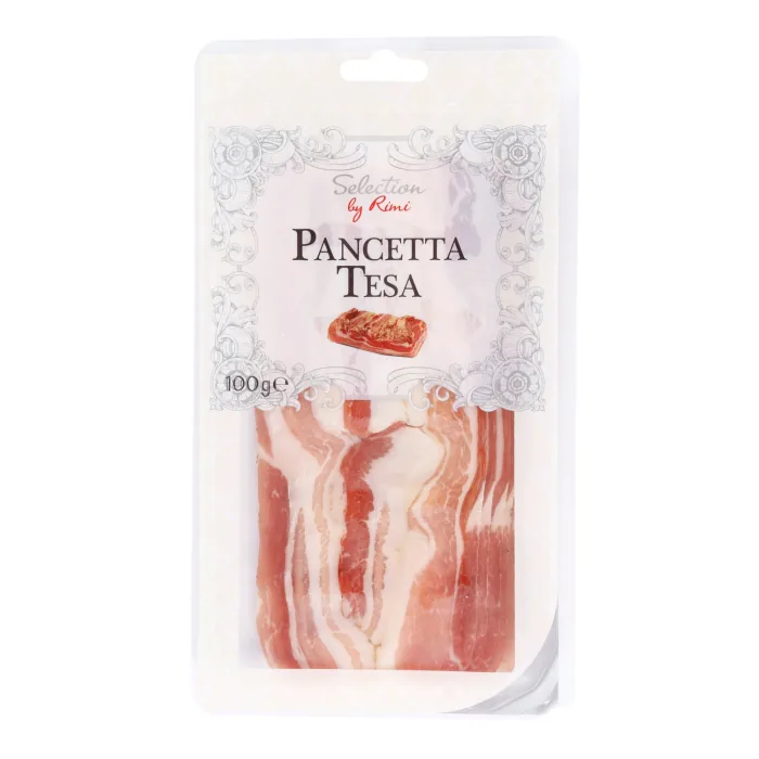 CŪKGAĻAS KRŪTIŅA SELECTION BY RIMI PANCETTA KUPĪNĀTA, ŠĶĒLĒS 100G