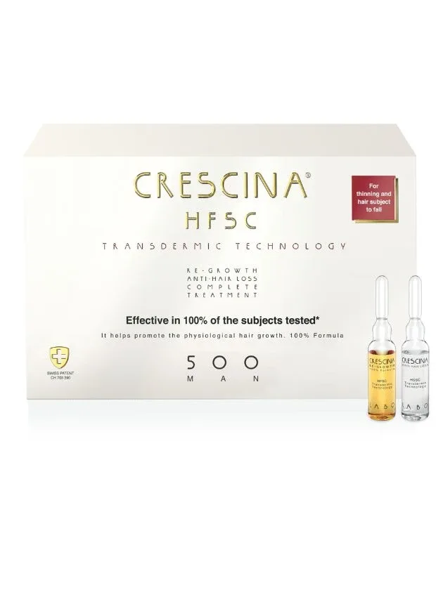 Crescina Transdermic Treatment ampulu komplekss vīriešiem, intensitāte 500, 10 + 10 ampulas