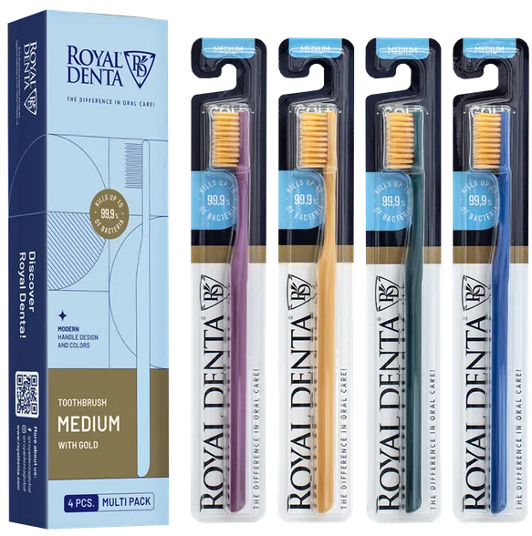 Royal Denta Gold Medium zobu birste, 4 gab.