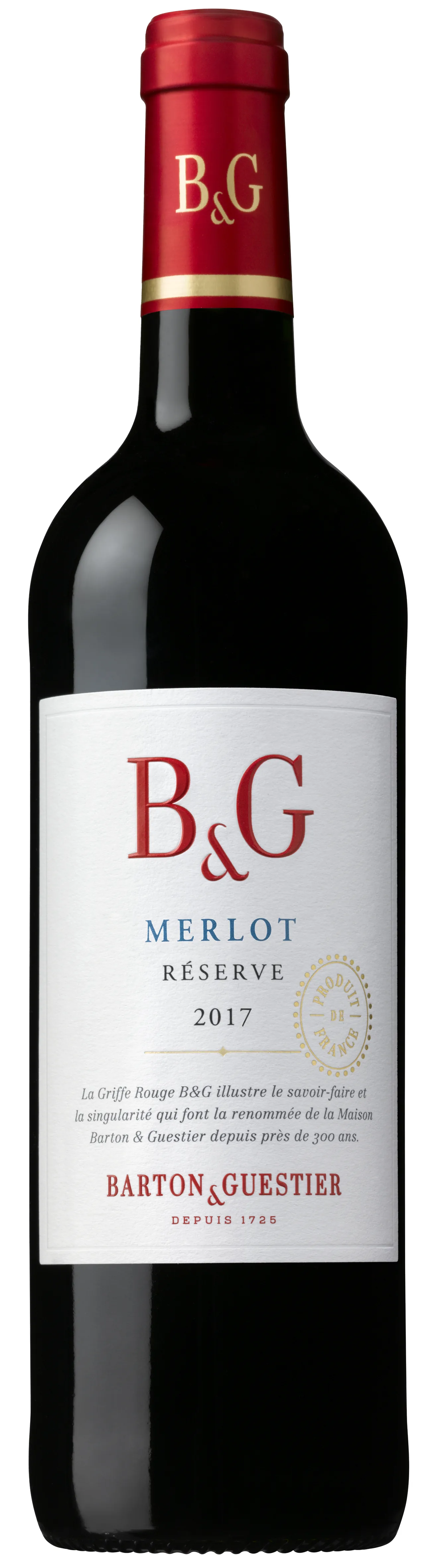 Sarkanvīns B&G merlot reserve 2023, sauss, 14%, 0,75 l