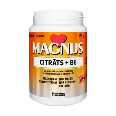 Vitabalans magnijs citrāts + B6 tabletes N100