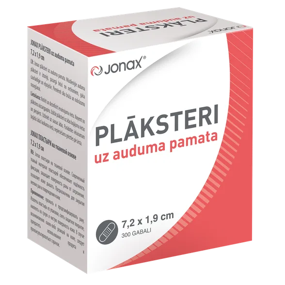 Jonax 7.2 x 1,9 cm uz auduma pamata plāksteri, 300 gab.