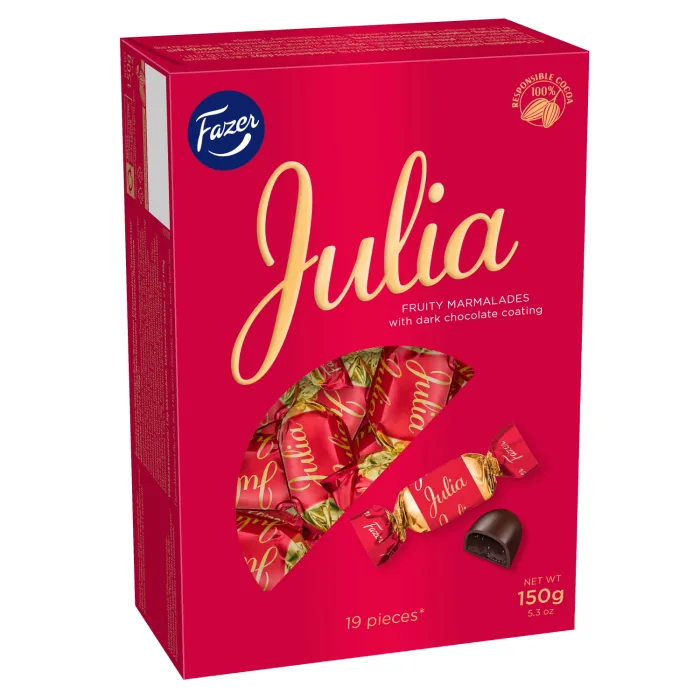 ŠOKOLĀDES KONFEKTES JULIA FAZER AR MARMELĀDI 150G