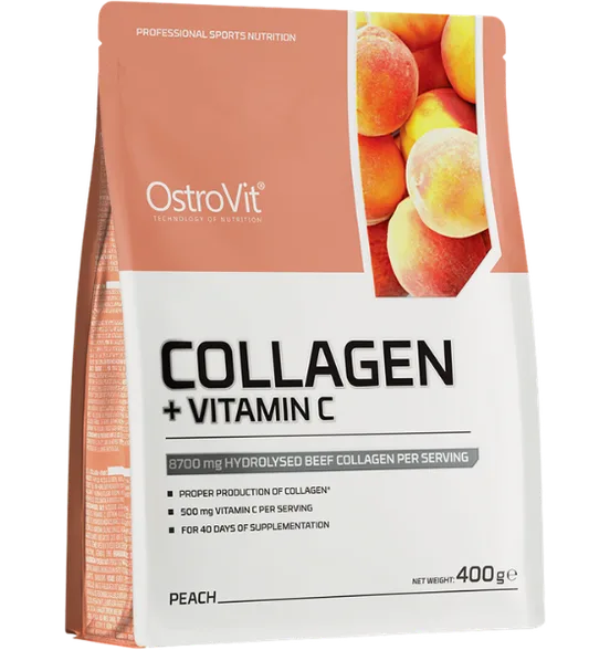 Ostrovit Collagen + Vitamin C peach pulveris, 400 g
