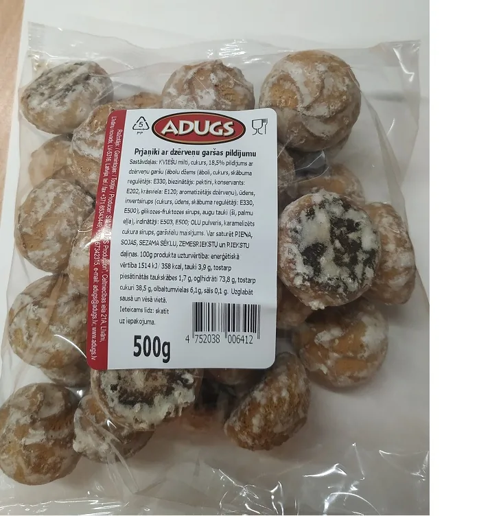 PRJAŅIKI ADUGS AR DZĒRVEŅU GARŠAS PILDĪJUMU, 500G
