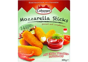 SIERS CEPŠANAI MOZZARELLA STICKS COBURGER TOMĀTI/PAPRIKA 300G
