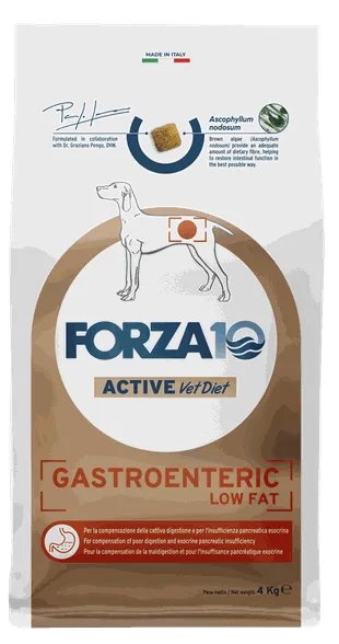 FORZA10 Active Vetdiet Gastroenteric low fat sausā barība, 4 kg