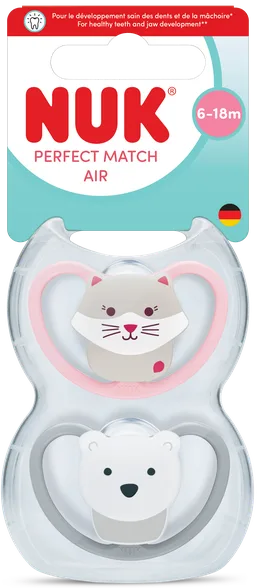Пустышка NUK Perfect Match Air, силиконовая, 6-18 мес., 2 шт.