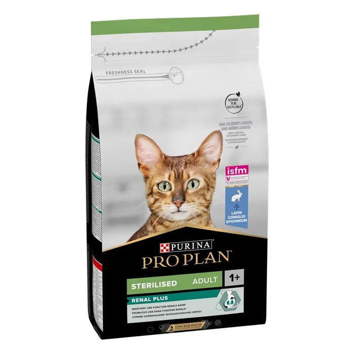 SAUSĀ BARĪBA KAĶIEM PRO PLAN STERIL RENAL, AR TRUŠA GAĻU, 1.5KG