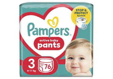 AUTIŅBIKSĪTES PAMPERS PANTS, GIANT PACK, S3 6-11KG 76 GAB.