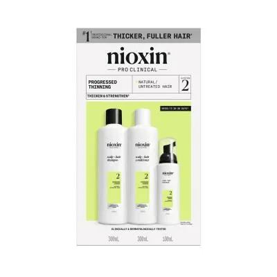 Nioxin System 2 dabiskiem matiem ar progresējošu tendenci kļūt plānākiem komplekts 300 ml+300 ml+100 ml