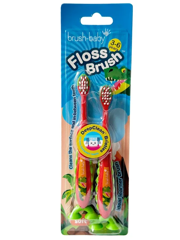 Brush-Baby zobu suka floshbrush dino 3-6 gadi, 2 gb.