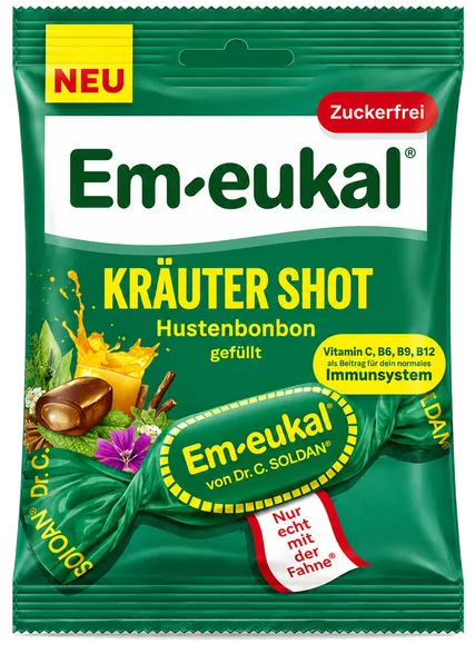 Dr. Soldan Em-Eukal Krauter-Shot Sugar-Free with 10 vitamins konfektes, 75 g