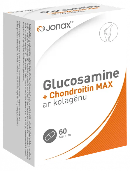 Jonax Glucosamine + Chondroitin Max ar kolagēnu tabletes, 60 gab.