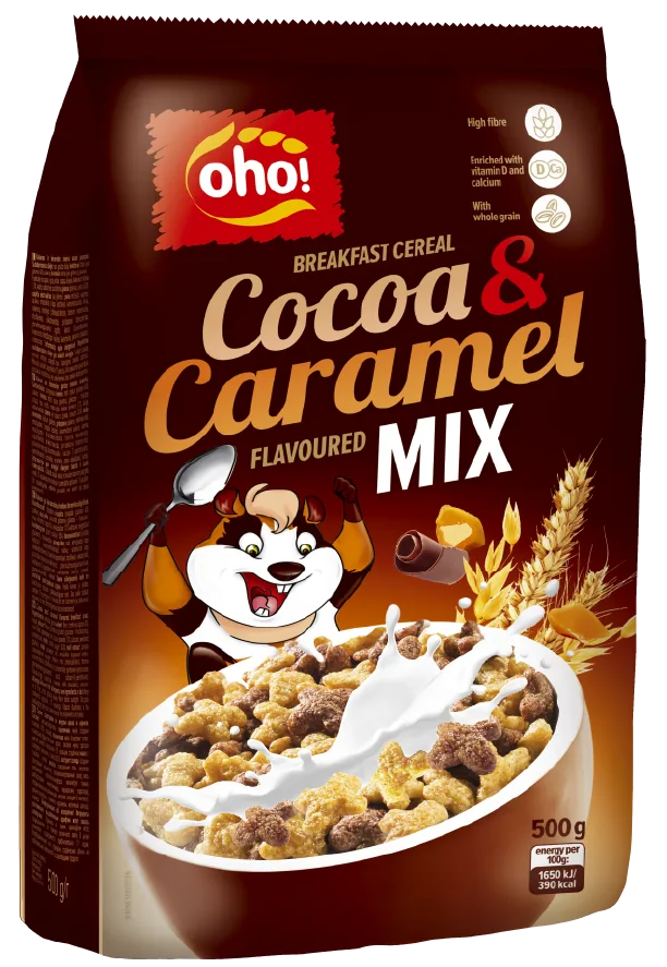 OHO SAUSĀS BROKASTIS ŠOKOLĀDES & KARAMEĻU MIX, 500G